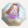 Mermaid,Ocean Automatic Folding Umbrella  Simple 8 Rib Design, Bright Cartoon Pattern, Durable Iron Frame, Suitable For Travel, Outdoor, Bea