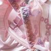 Pink Satin Embroidered Lingerie Set with Open Cup Bra, Garter, and Panty