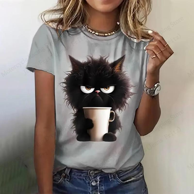 Summer Funny Cat White 3d Print T-shirt For Women Fashion Casual O-Neck Short Sleeve Tops Tees Female Clothes Animal Tshirt New