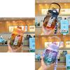 Cute Cartoon Style Children's Straw Cup Big Belly Cup Portable Crossbody Strap Trendy New Cute Water Bottle Dual Drink Cup