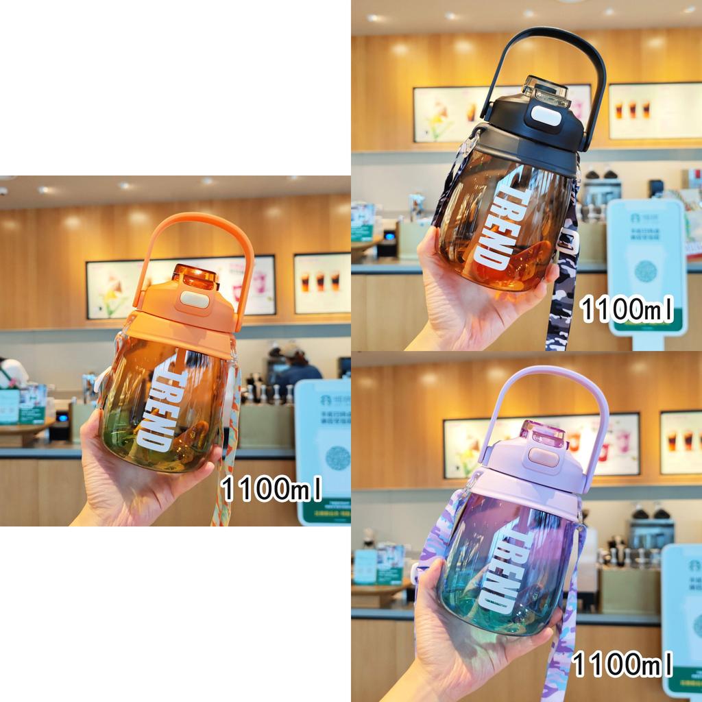 Cute Cartoon Style Children's Straw Cup Big Belly Cup Portable Crossbody Strap Trendy New Cute Water Bottle Dual Drink Cup