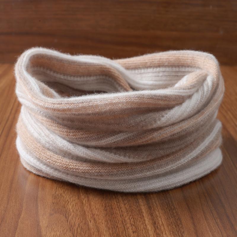 

Унісекс 100% Вовняний В язаний Смугастий Шарф-Кільце Жіночий М який Теплий Кашеміроподібний Шийний Хустку Модний Гольф Імітація Коміра Грілка для Шиї 25x40cm бежевий