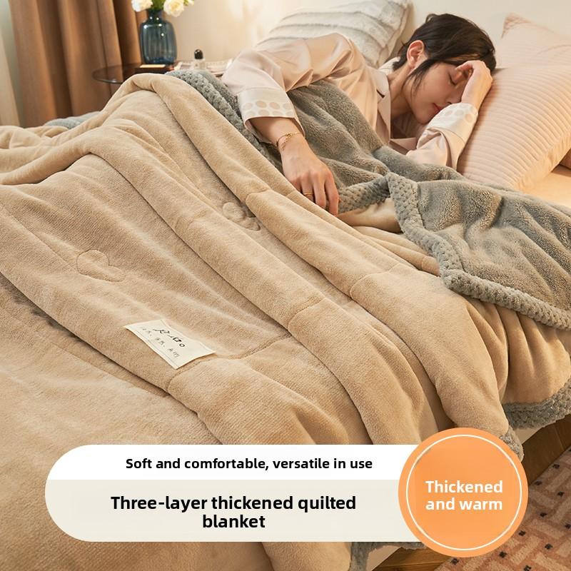 

Luxury Milk Velvet Warm Bed Blanket for Winter Autumn Three Layer Plush Weighted Blanket for Sleeping Soft Plush Throws for Sofa 1.5x2.0m(59x79inch)