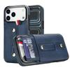 For iPhone 17 Pro Case PU Leather+TPU Hidden Card Holder Drop-proof Phone Cover with Kickstand