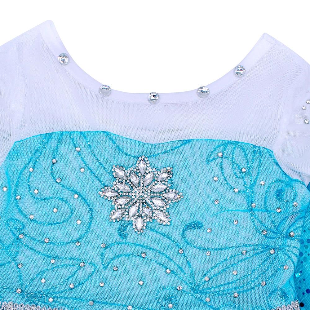 Frozen Elsa Costume Set 7-8 Years 130cm Blue + Party Accessories (Wig/Crown/Scepter/Gloves) Halloween Carnival Christmas Gift