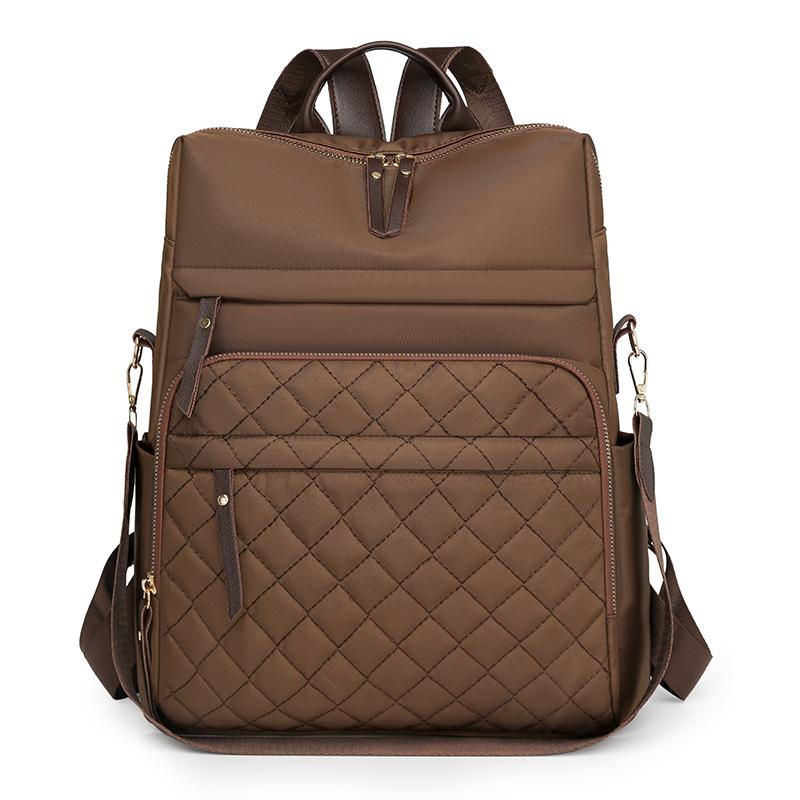 Rhomboid Embroidery Backpack Women's Backpack Large Capacity Water-repellent Travel Backpack