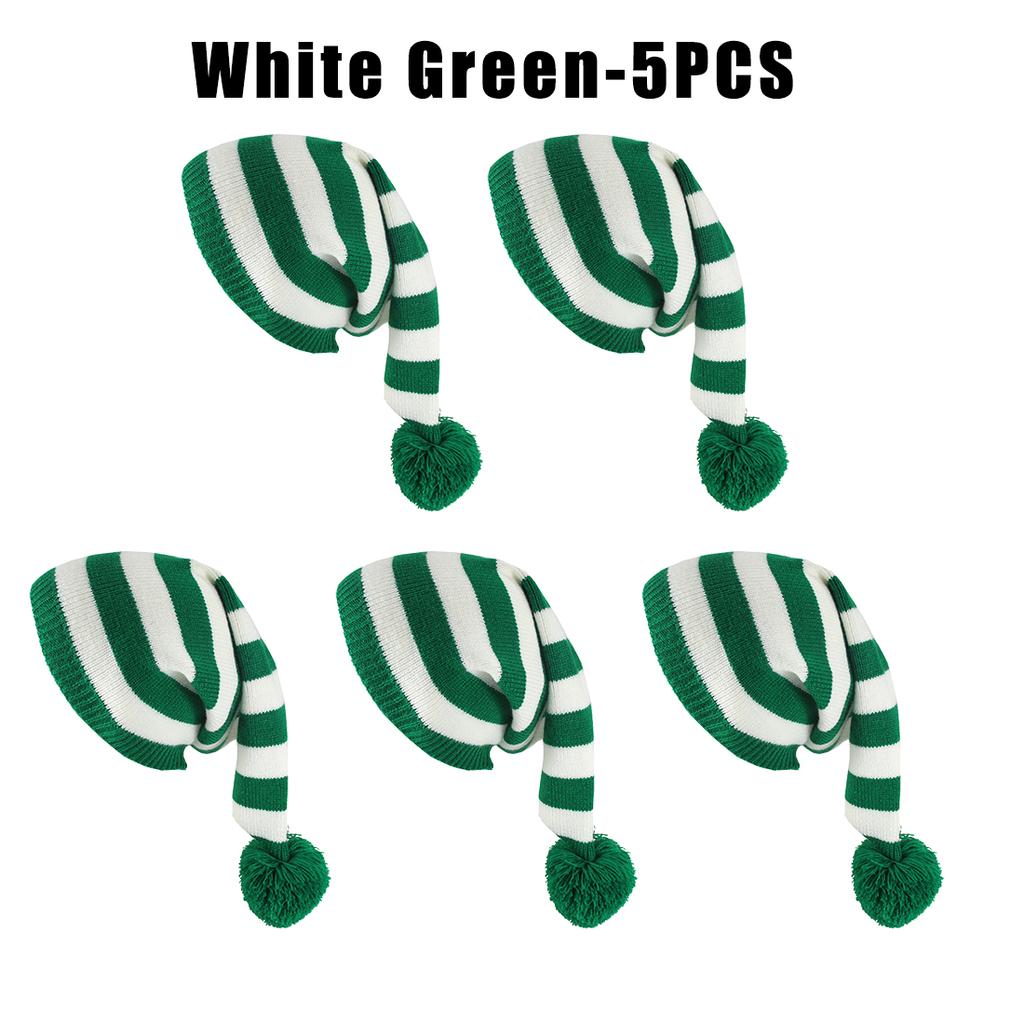 Christmas Unisex Knit Stocking Cap Euro Style Long Tail Pom Pom Elf Hat Festive Winter Accessory Gift