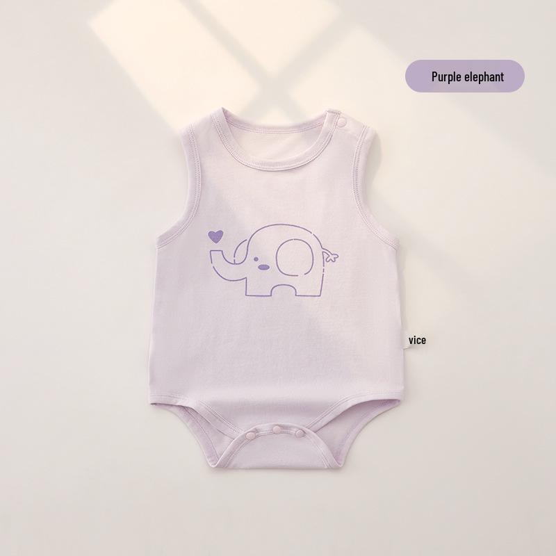 7A Antibacterial Summer Baby Sleeveless Cotton Romper - Infant Diaper Cover Bodysuit with Tagless Design, Ideal for Air Conditioning