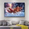 Christmas Decoration Santa Claus Elk Snowy Atmosphere Decoration Painting Modern Home Decoration Pictures No Frame