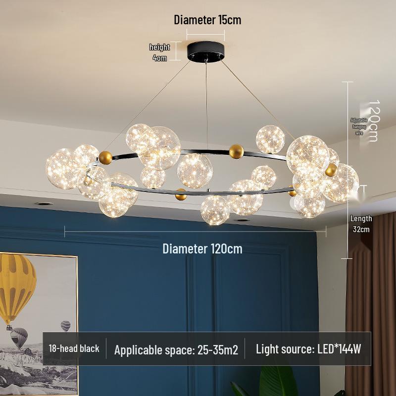Nordic Starry Sky Modern Chandelier: Magic Bean Bubble Light for Living Room and Bedroom