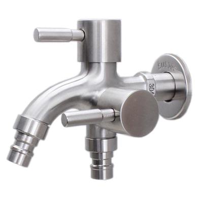 304 Stainless Steel Double Outlet Tap Washing Machine Bathroom Water Faucet