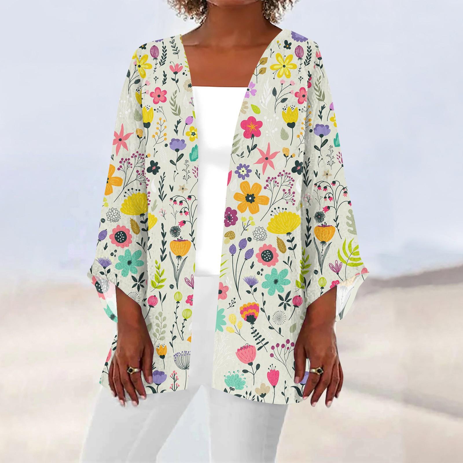 

Женская повседневная модная легкая куртка средней длины с принтом в стиле ретро, ​​кардиган бежевый