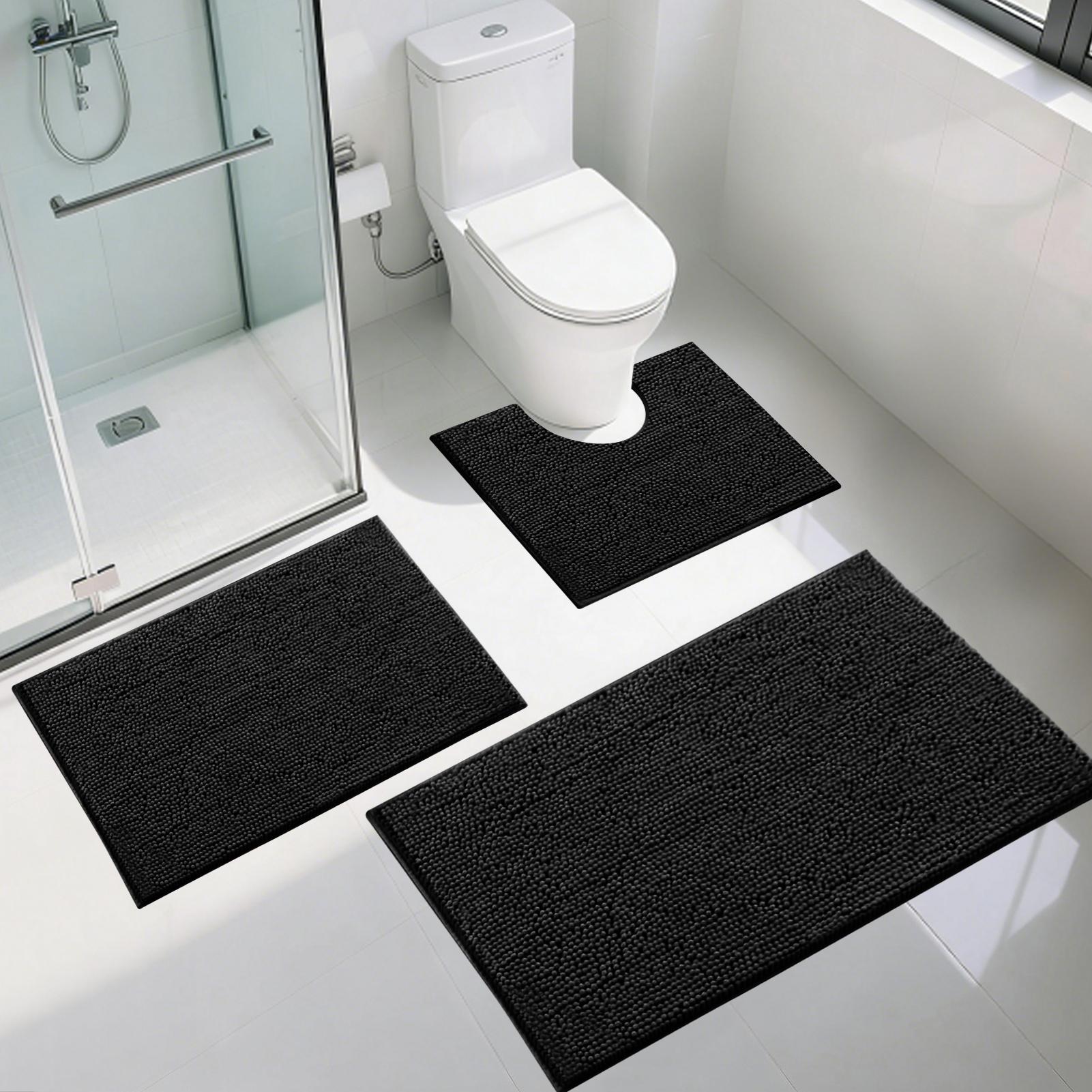 

Non Slip Chenille Bath Mat Soft & Anti Mould Bath Mats Water Absorbent Quick Drying Bathroom Carpet U-Shaped Toilet Mat 1Pc Ushape 50x50cm чёрный