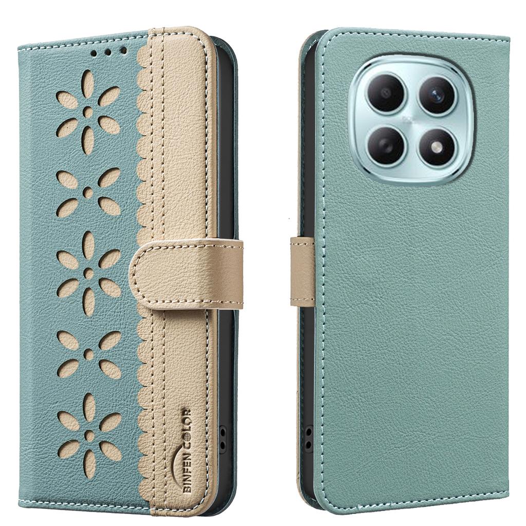 Pro Xiaomi Poco M8 5G/Redmi Note 15 5G (Globální)/15 4G (Globální) Kožené pouzdro BINFEN COLOR BF36 Květinový vzor Kryt na telefon Peněženka se stíněním RFID Stojánek