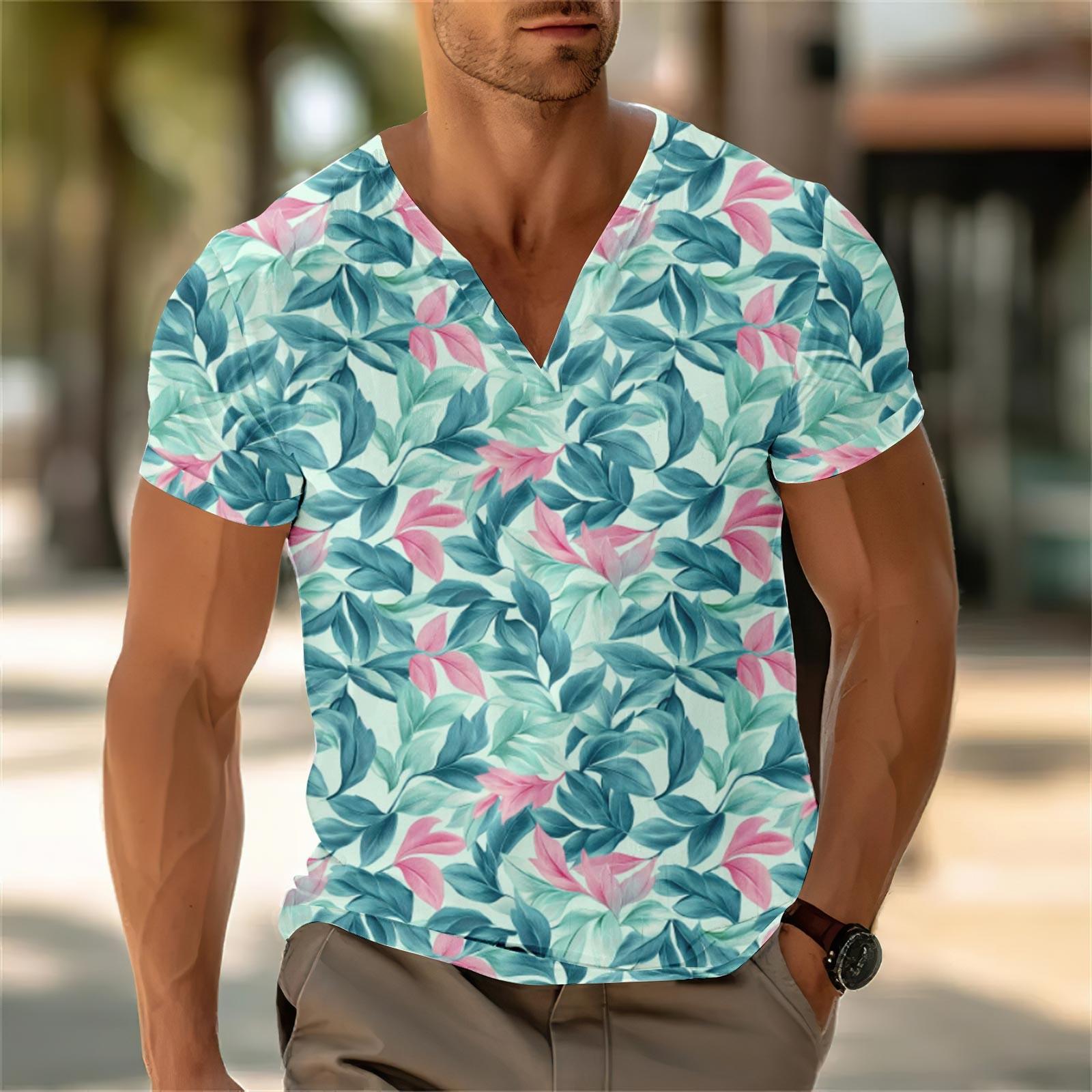 

Мужской повседневный топ с V-образным вырезом и короткими рукавами, свободный повседневный модный топ для отдыха XXXXL