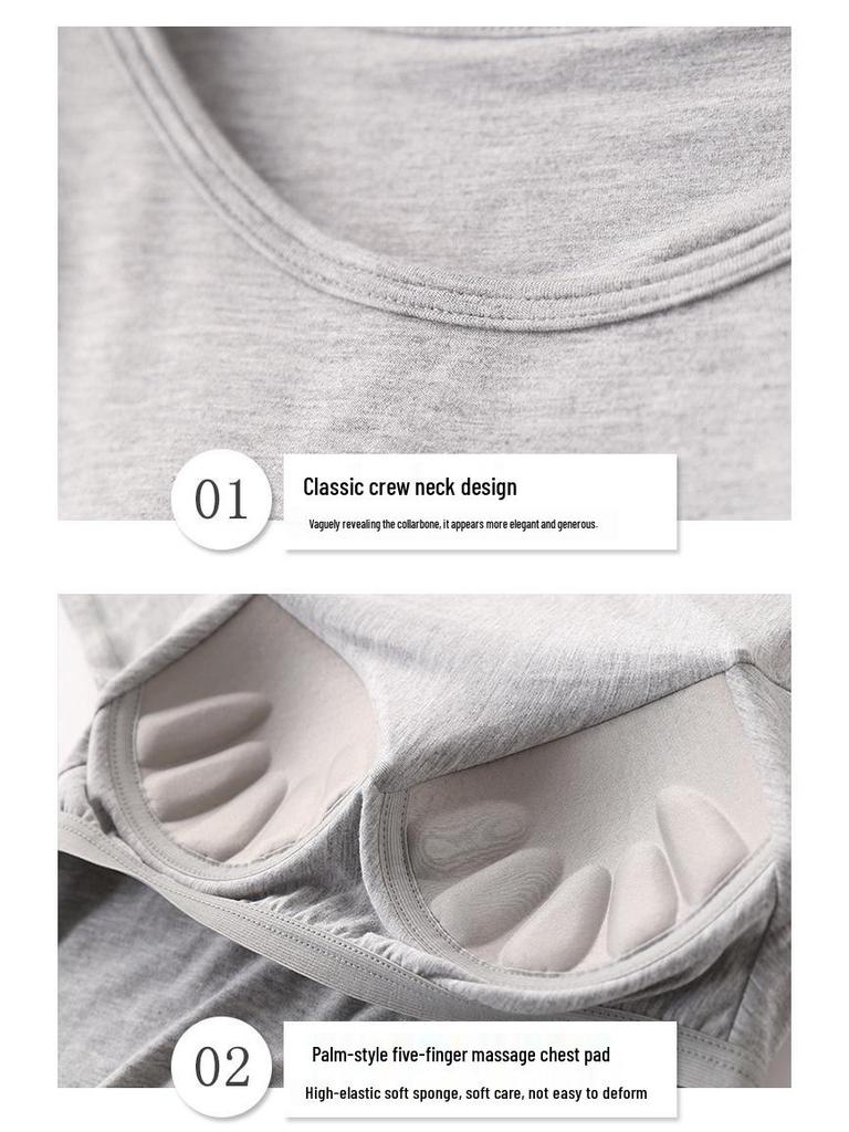 Women's Modal Chest Pad Short Sleeve Pajama Set - Summer Five-Point Shorts