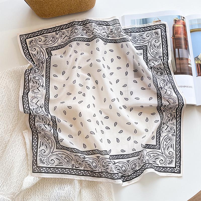 Summer Thin Silk Cotton Silk Scarf Women's 1116 Korean Version Fashion Cashew Silk Scarf Square Scarf 11 Small Silk Scarf