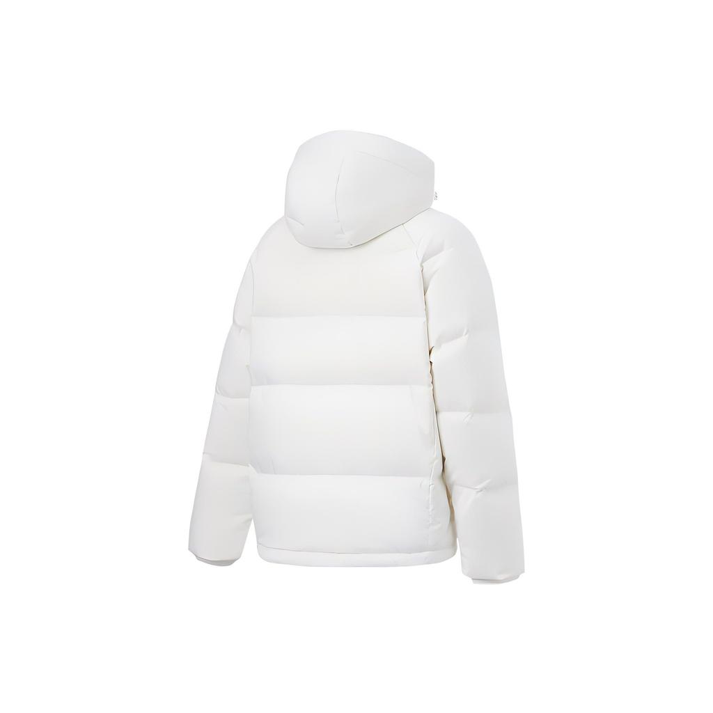 Li-Ning Solid Color Anti-Static Hooded Down Jacket Women Outerwear Champagne-White AYMT090-1