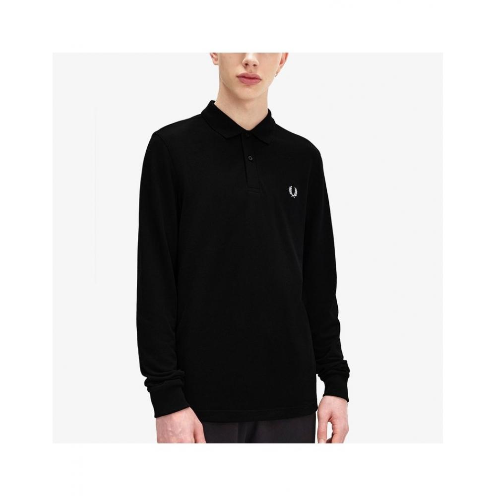 Fred Perry Long Sleeve Plain Fred Perry Shirt   Black White Afpm2436006 350