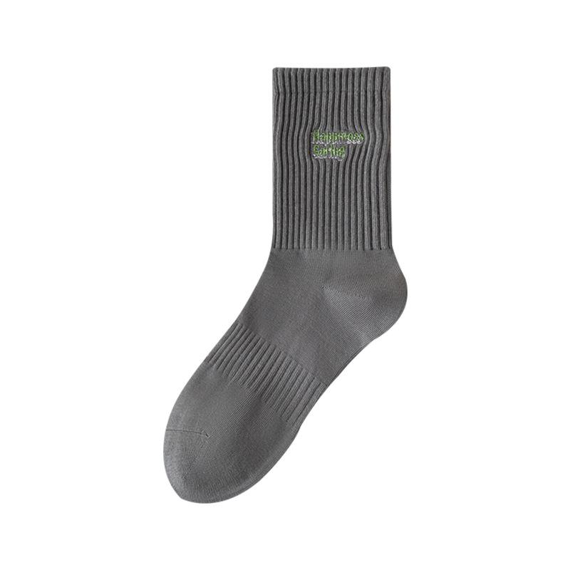 Hundred Cotton Socks Men'S Autumn Medium Tube Socks English Embroidery Boneless Comfortable Not Foot Trendy Men'S Socks Sports Cotton Socks Men