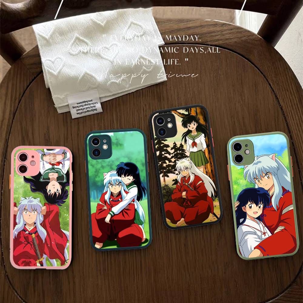 Amine I-Inuyasha Matte Transparent Phone Cover For iPhone Case 16 15 14 13 12 11 Pro Max X XS Max Plus