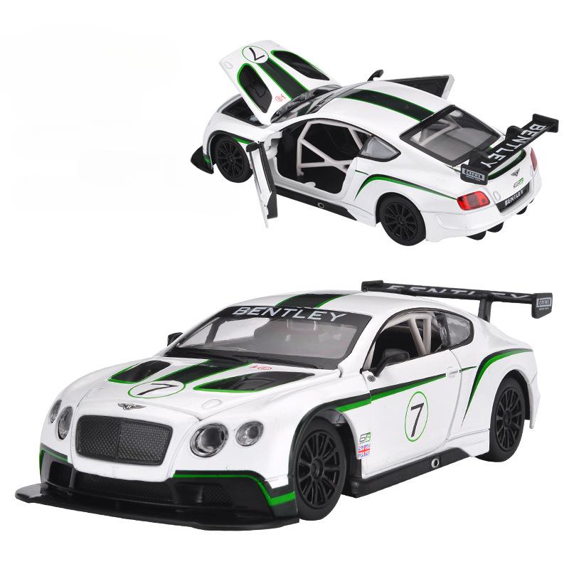 1/24 Bentley Continental GT3 Hög Simulering Gjuten Metalllegering Modellbil Ljud Ljus Dra Tillbaka Samling Leksak för Barn F501