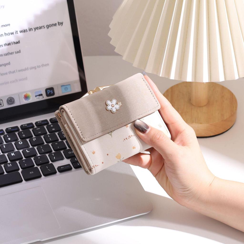 Korean Style 2026 Fresh Print Multi-Functional Short Wallet & Coin Purse