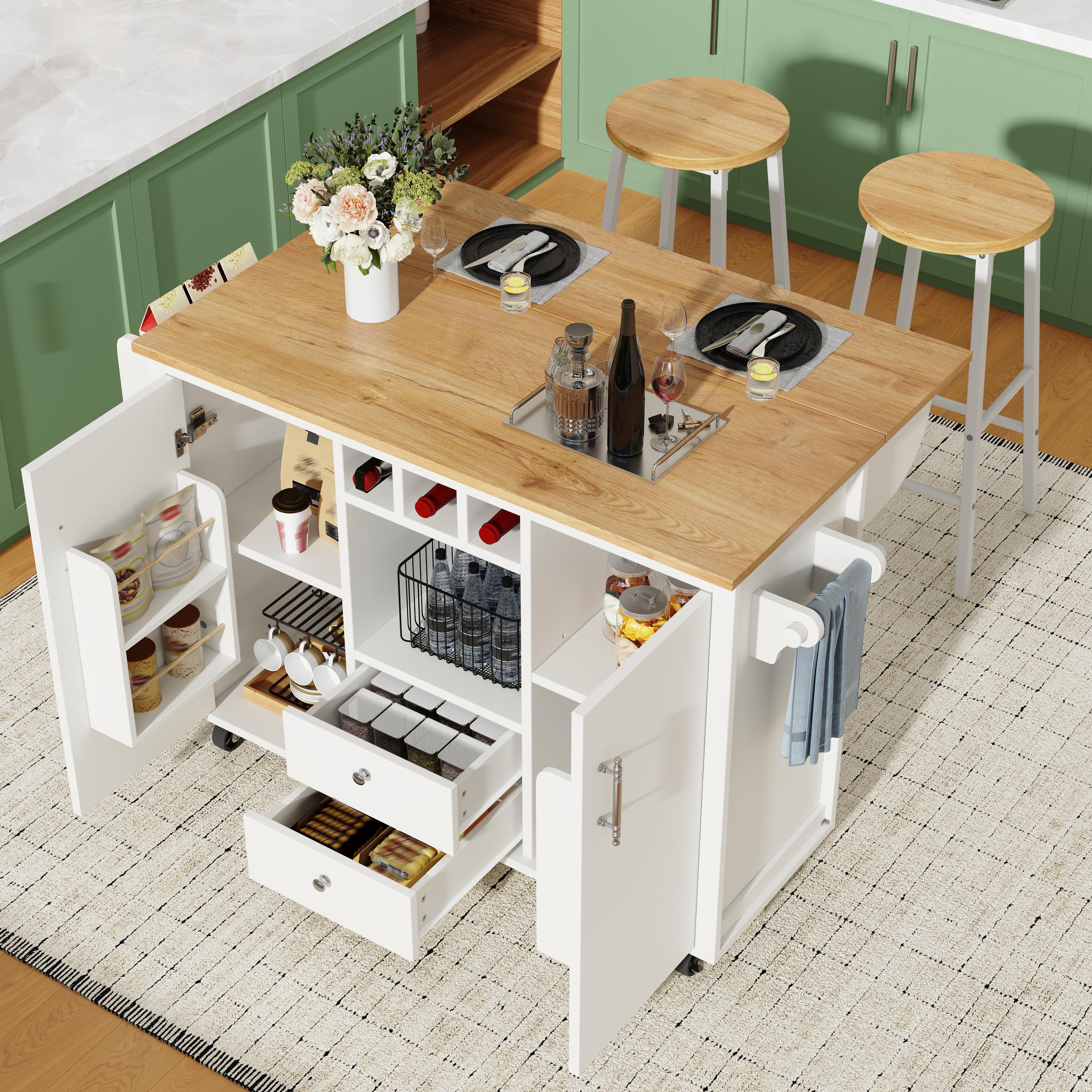 Serving Trolley with 2 Bar Stools