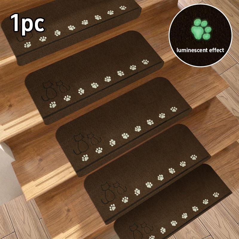 Luminous Self-Adhesive Stair Sticker Treads Non-Slip Glow In Dark Step Mats with TPR Backing for Indoor Wooden Tile Stairs