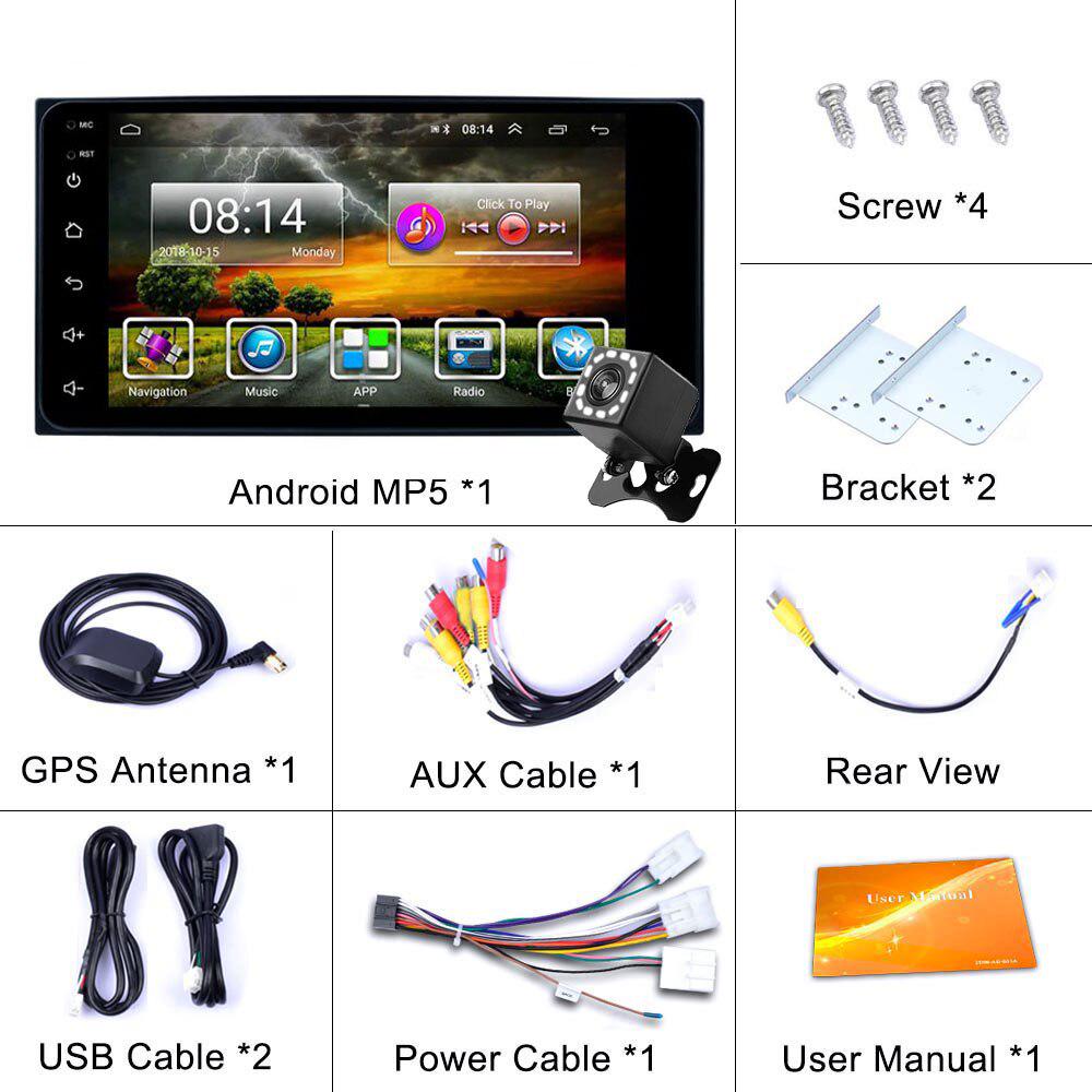 E_player 7 Inch Android 10 Car Stereo With GPS Navigation, Bluetooth 5.0, WiFi - Double Din MP5 Player