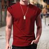 Solid Color Men Summer T-shirt Sleeveless Pullover Comfortable Breathable Daily Wear Casual Round Neck Vest Clothes