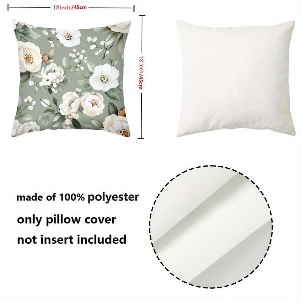 1 Pieces Floral Green Pillow Covers With White Flowers Polyester pillowcase, sofa decorative cushion cov Headboard Pillow