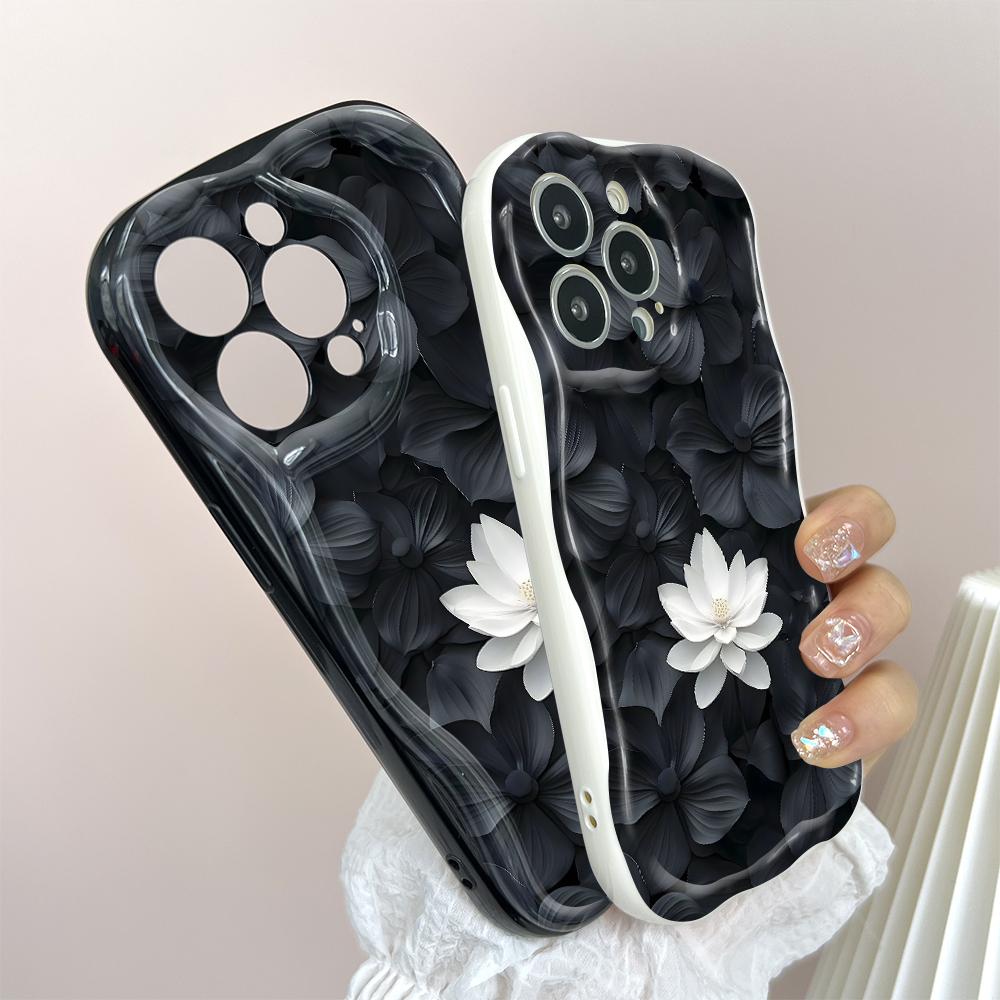 Roztomilý kreslený vzor krémová textura pouzdro vlnitý okraj měkký silikonový kryt pouzdro na telefon pro Huawei Honor Infinix Tecno iPhone