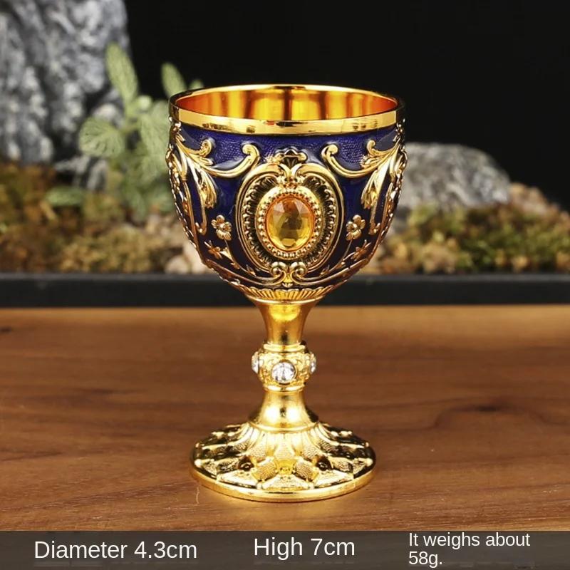 Europäischer Stil Hochwertiges Metall Kleines Weinglas, Ein Schluck 30ml Weißweinglas, Kreatives Haushalt Retro Glas Weißweinglas Metall Kleines Weinglas