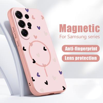 Magnetic Pentru Magsafe Carcasă Pentru Samsung Galaxy S26 Ultra S25 Edge S24 Plus S23 FE S22 A54 A55 A56 5G Mini Desen Animat Inimi de Iubire Imprimat Capac Mat