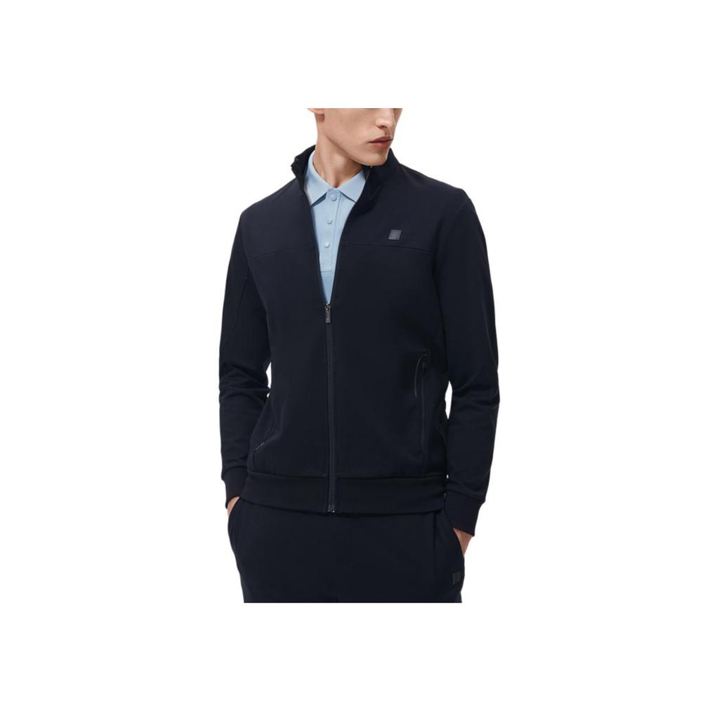 Fila White Special Series Solid Color Stand Collar Casual Business Jacket Men Jackets Black F11M317501F-BK