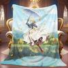 Violet Evergarden Anime Flannel Throw Blanket, Soft Blanket for Sofa Bed, Anime Girl Umbrella Landscape Print Home Decor