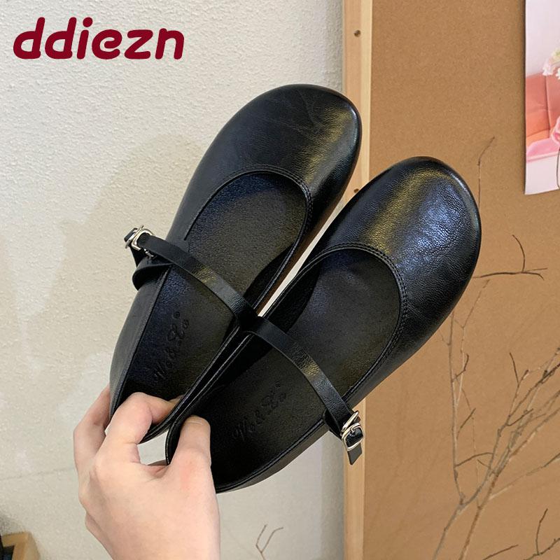 Fashion Soft Footwear Round Toe Women Ballet Flats Shoes Casual Female Shallow Fashion Buckle Strap Ladies Mary Janes Flats Shoes new