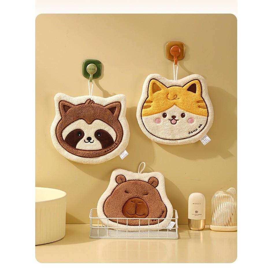 Asciugamano da appendere, simpatico cartone animato, animale, asciugamano in pile di corallo, spugna a doppio strato, super forte, assorbimento dell'acqua, asciugatura rapida, asciugamano multifunzionale