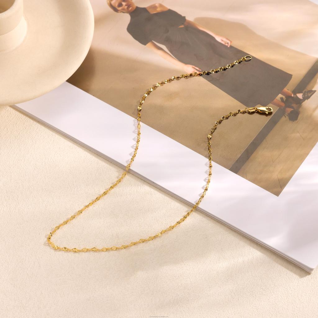 Fine Fashion Chains Necklace for Women,41cm Sterling Silver Gold-plated Sunflower Lip Chain (silver Necklace)