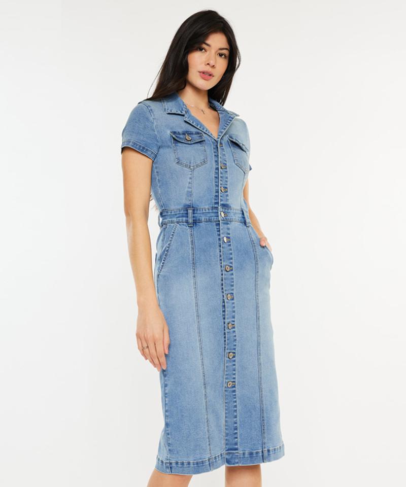 KANCAN Short Sleeve Midi Denim Dress Yusura