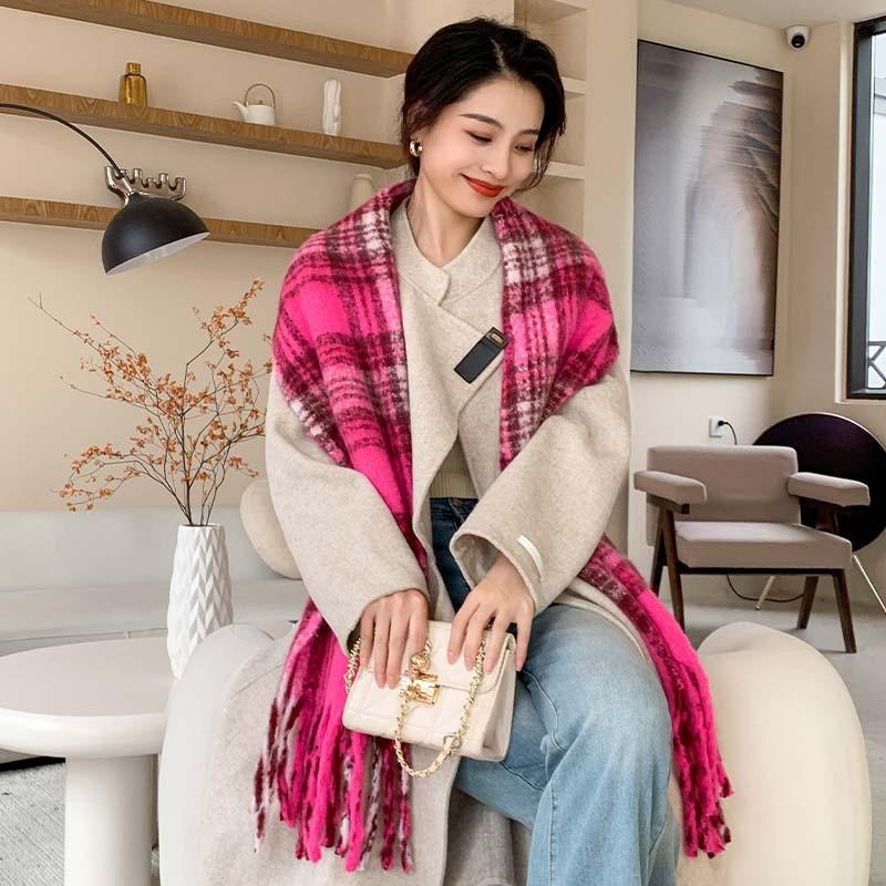 Autumn and winter new Maillard scarf brushed hair fringed shawl scarf winter warm versatile