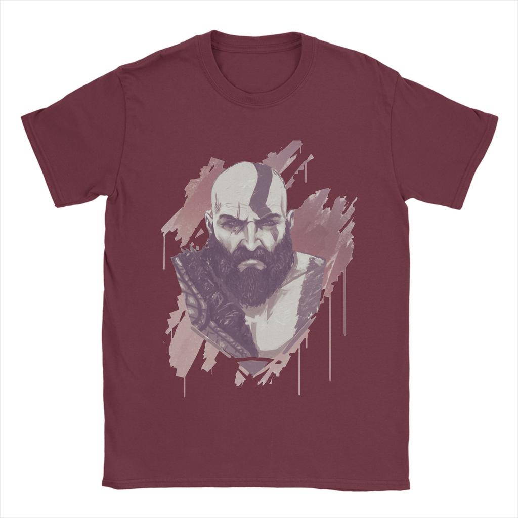 Self Art Gow T Shirts Unisexs Pure Cotton Novelty TShirt Round Neck God of War Kratos Tees Short Sleeve Tops Plus Size