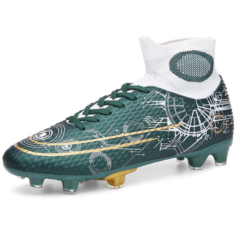 Fußballschuhe für Herren Teenager Erwachsene Professionelle High-Cut Stollen Sternenhimmel-Print Fußballschuhe Zweifarbig Zapatillas Hombre