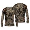 Spring and Autumn Round Neck 3D Camouflage Printed Top Fashionable Casual Vintage Long Sleeved Men's T-shirts