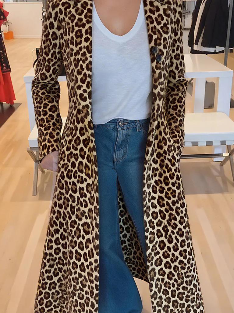 Jaqueta feminina nova para outono/inverno com estampa de leopardo, estilo corta-vento casual, ideal para o trabalho.