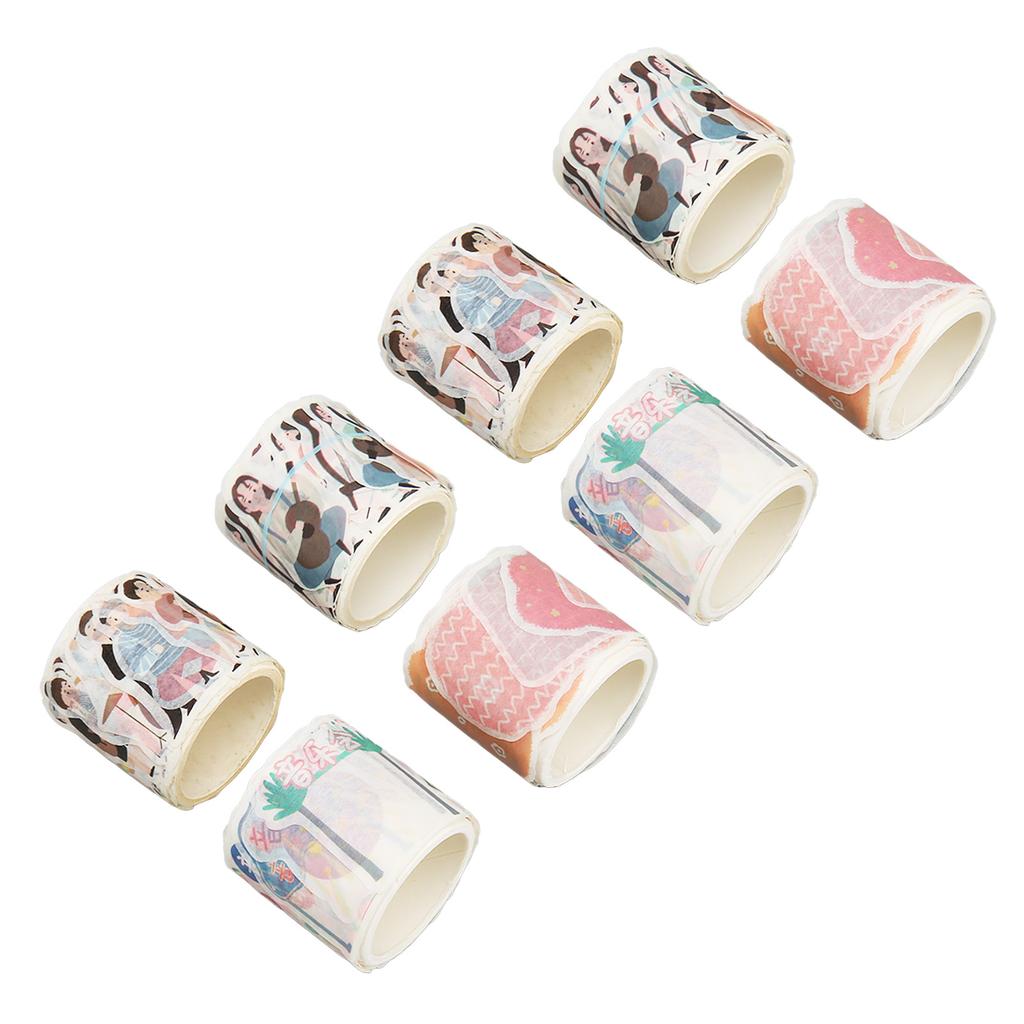 8 Rolls Japanese Paper Tape 35mm Wide Multiple Irregular Shape DIY Handbook Diary Decorative Tape