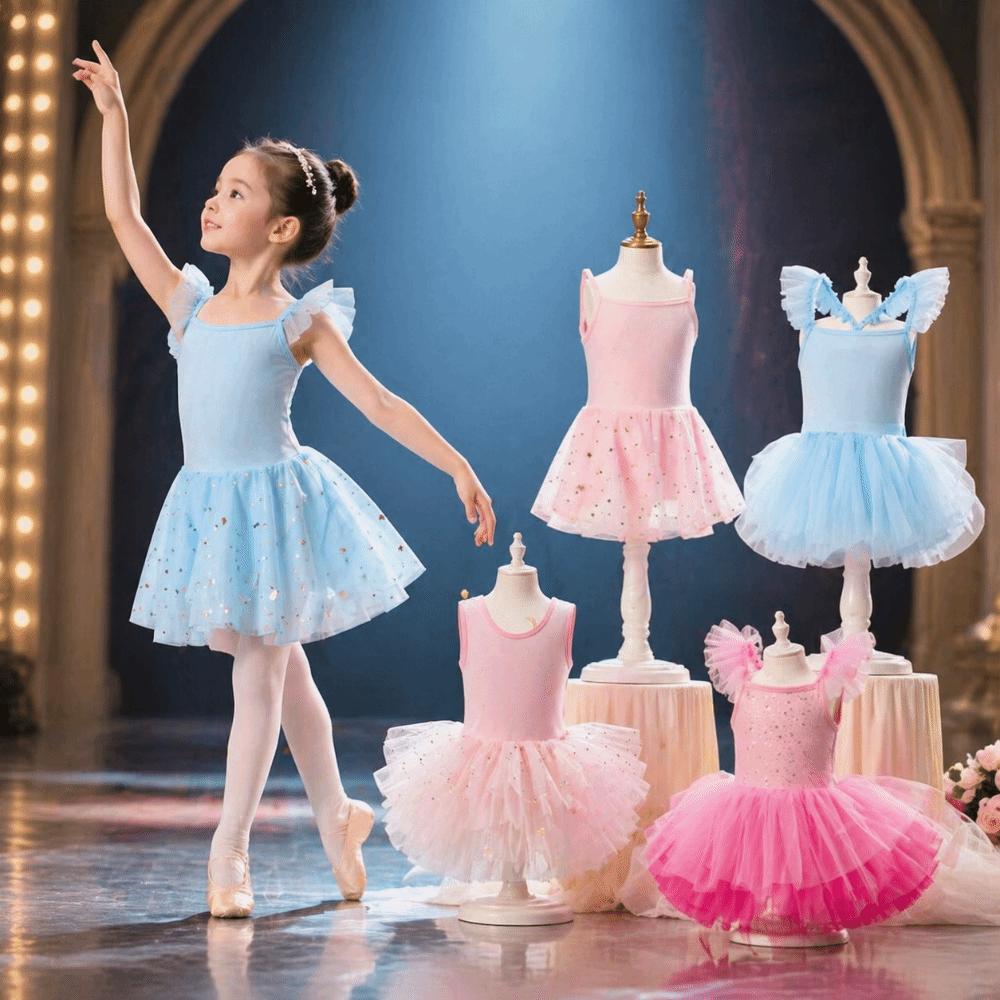 Short Sleeve Ballet TuTu Dress Cross Strap Ballet Performance Costume Gymnastic