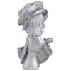 Lady with Basket Showpiece for Home Decor Showpiece & Office Decor Showpiece (11.5" Inch Size, Silver)