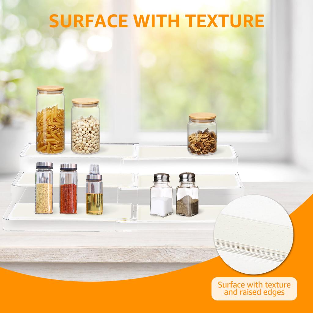 3 Tier Expandable Perfume Organizer Nonslip Tiered Spice Display Stand Versatile Perfume Tabletop Shelf for Kitchen Spice Rack